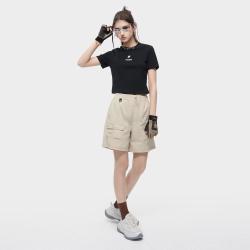 FILA 女装FUSION系列女式运动休闲T恤女修身日常微弹针织短袖衫