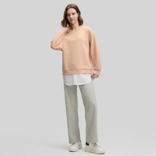 FILA 女装女式卫衣女士时尚休闲简约宽松假两件圆领针织长袖套头衫
