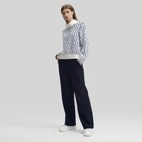FILA 女装女式卫衣女士时尚休闲舒适满印日常高领针织长袖套头上衣