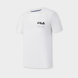 FILA 男装男式运动T恤男士基础透气圆领针织短袖衫