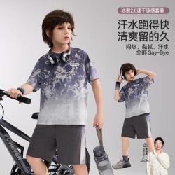 ASK junior 儿童吸湿速干套装夏中式凉感短袖T恤短裤运动两件足球服