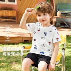 Classic Teddy 夏季婴幼T恤儿童短袖T恤男童透气跑步运动上衣