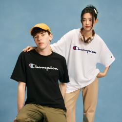 Champion 春夏男女同款 T恤休闲街头胶印草写logo短袖