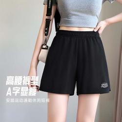 安踏 运动短裤女黑色夏季外穿跑步休闲棉质大码百搭a字显瘦女五分裤子