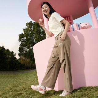 FILA 女装圆领刺绣修身针织短袖T恤