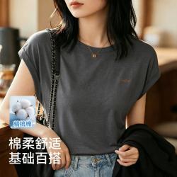 芬腾 小飞袖韩系短袖T恤女打底衫上衣圆领宽松显瘦