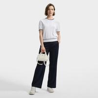 FILA 女装女式针织衫女士时尚休闲简约舒适百搭圆领套头短袖编织衫