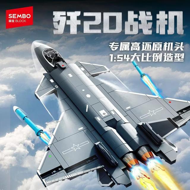 森宝积木 强国雄风系列 202281歼20隐形战斗机 积木玩具