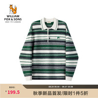 William fox&sons 重磅粗针亲肤软糯弹力宽松休闲学院风POLO领套头条纹潮流针织衫潮