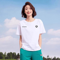 FOURDATRY 新款夏季纯棉短袖T恤女士宽松百搭爱心图案上衣