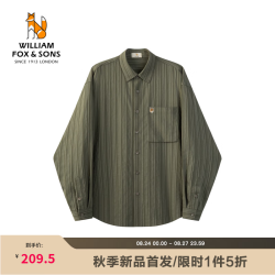 William fox&sons 威廉福克斯垂顺亲肤立体提花面料宽松休闲刺绣小狐狸刺绣长袖衬衫