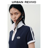 URBAN REVIVO UYY760082 撞色印花 墨蓝 XS 连衣裙