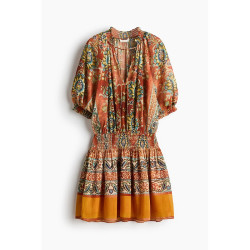 H&M HM女装连衣裙2026夏季新款灯笼袖宫廷佩斯利花纹连身裙1335611