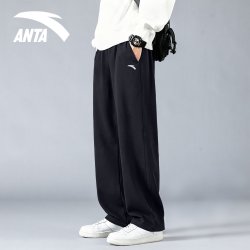 安踏 直筒运动裤男士2026新款黑色长裤卫裤宽松青少年休闲裤子男生