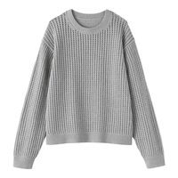 MUJI 無印良品 女式可水洗网眼圆领针织衫