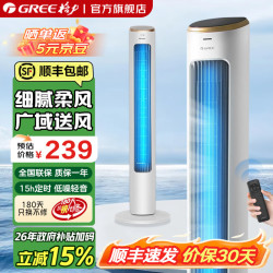格力 家用塔扇大风量遥控定时电风扇落地扇空气循环扇节能轻音摇头无叶风扇
