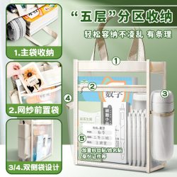 天养合居 中考高考网纱补习袋可手提透明网纱透明手提袋学生考试专用袋子工具文件袋小学生拎书袋试卷