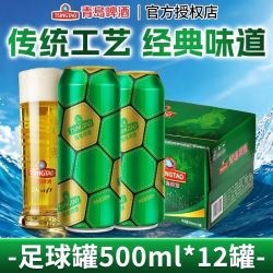 青岛啤酒 经典足球罐500ml*12听*2箱大罐啤酒畅饮入口顺滑看球搭档