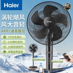 海尔 电风扇落地扇家用音轻遥控语音风扇可升降定时5叶传统电扇宿舍办公室客厅循环扇落地式风扇
