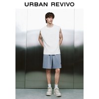URBAN REVIVO UUY860020 水洗松紧腰休闲短裤 浅蓝 29