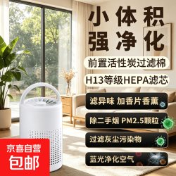 空气净化器活性炭净化除烟味神器新款便携负离子新房装修除烟除尘家用办公室桌面神器室内 高配版