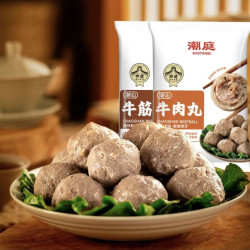 潮庭 牛肉丸牛筋丸组合装 250g+250g+赠粿条200g 火锅丸子