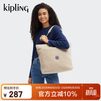 kipling 凯浦林(Kipling)GLYNN米色羊羔毛背提包开学包生日礼物