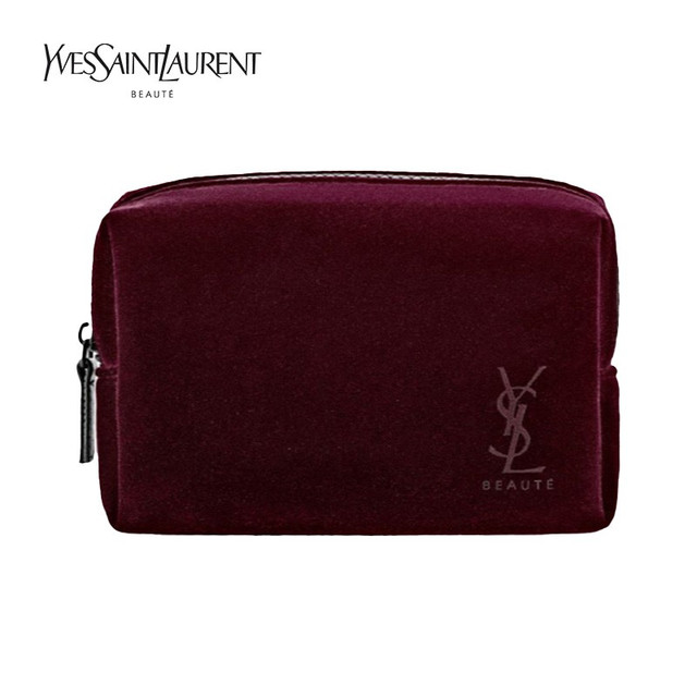 YSL 圣罗兰 迷你酒红丝绒方包