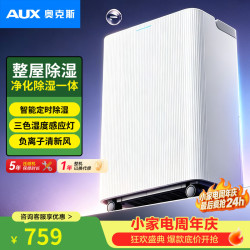 奥克斯 除湿机抽湿机家用20升/天单间≤40㎡回南天梅雨季除潮防霉干燥干衣机智能控湿24h定时D2520A