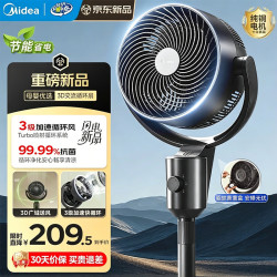 美的 空气循环扇抗菌扇叶落地扇家用空调伴侣换气排气扇空气流通台扇摇头