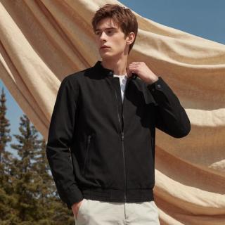 DKNY 男士外套春秋款男式夹克纯色拉链老钱克风外套男