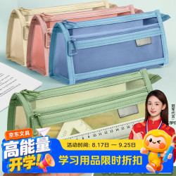 名遇 透明网纱笔袋开学季小学生考试专用 双层大容量男女孩文具简约透明文具袋高考加油励志礼物