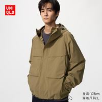 优衣库 男装女装防风连帽外套夹克482213 34 驼色 XS