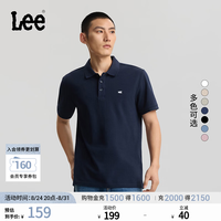 Lee 男士POLO衫 翻领小Logo徽标 藏青色 XL