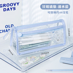 三年二班 透明笔袋考试专用套装痛包大容量考试文具袋女小学生文具盒女孩男铅笔袋初中高中生考试笔袋