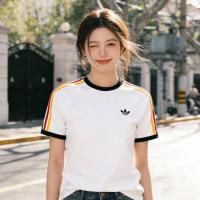 adidas 三叶草 户外T恤情侣上衣2026夏季新款足球风宽松透气运动跑步短袖