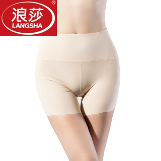 浪莎 女士高腰冰丝平角安全裤夏季薄款三分裤无痕防走光四角收腹内裤 冰丝五分裤 均码 80-120斤