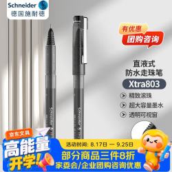 施耐德 针管中性笔 0.5mm顺滑签字笔 学生考试办公用大容量直液式水笔-黑色