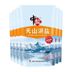 中盐 无碘盐天山湖盐未加碘300g*6包食用盐家用家庭食盐无抗结剂