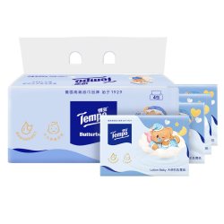 得宝 新品Tempo得宝Lotion Baby乳霜保湿纸4层30抽*4包黄油小熊联名