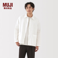 無印良品 MUJI 男式 水洗平纹衬衫式夹克 男士长袖外套男装25年冬季AC22OA5A 白色 L （175/100A）