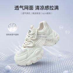 千百度 增高6CM显高厚底老爹鞋百搭透气网面鞋出游舒适鞋