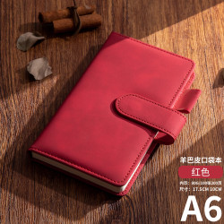 唯闻商务记事本可定制logo加厚高档笔记本护眼纸办公文具用品进口羊巴皮皮面本子笔记本会议记录本A6红