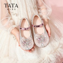 TATA他她童鞋女童艾莎水晶公主鞋秋季女孩时尚单鞋