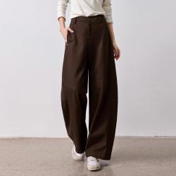 初语 26唯品秋新款克莱因蓝挺括纯棉休闲裤女