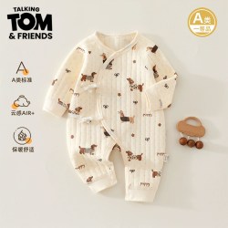 Talking TOM 汤姆猫新生婴儿保暖连体衣秋冬男女通用宝宝三层夹棉哈衣加厚爬服