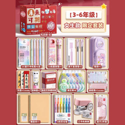 得力 文具套装礼盒一二年级小学生儿童学习用品 3-6年级女生款