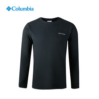 Columbia 长袖T恤热能反射保暖内搭秋冬户外防晒圆领套头衫 黑色 L