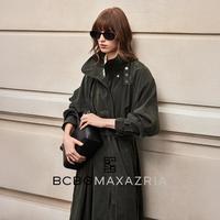 BCBGMAXAZRIA 【褶饰立领插肩袖】系带长款风衣 春秋