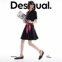 Desigual 【手绘花卉印花】罗纹拼接 女式连衣裙